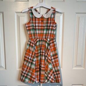 Plaid Orange and Green Kids Dress